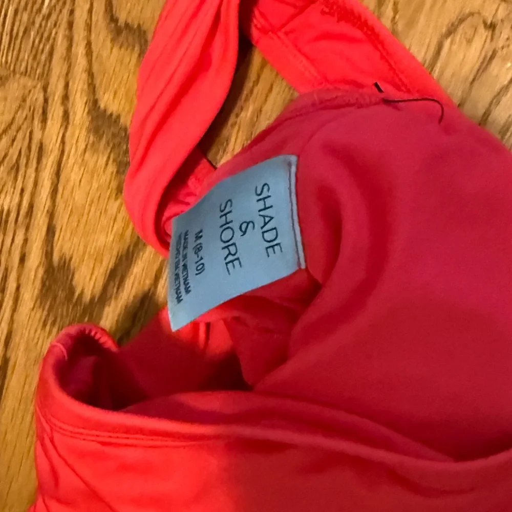 shade and shore one piece one shoulder red swimsuit